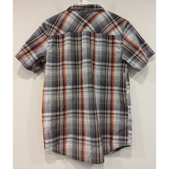 Prana Plaid Short Sleeve Organic Cotton Button Down Shirt Size Medium - Picture 4 of 6